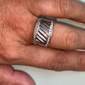 David Yurman Diamond Sterling Silver Ring ✨FIRM✨
